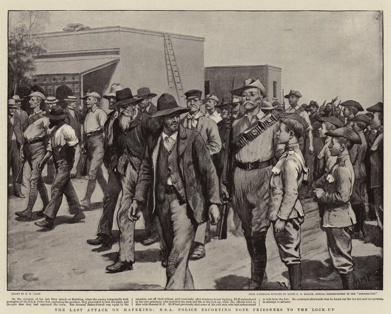 The Last Attack on Mafeking, BSA Police Escorting Boer Prisoners to the Lock-up by Henry Marriott Paget