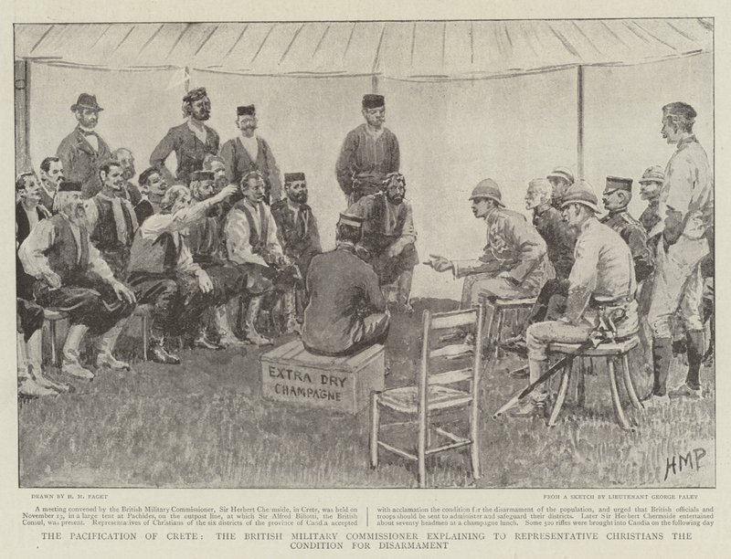 The Pacification of Crete, the British Military Commissioner Explaining to Representative Christians the Condition for Disarmament by Henry Marriott Paget