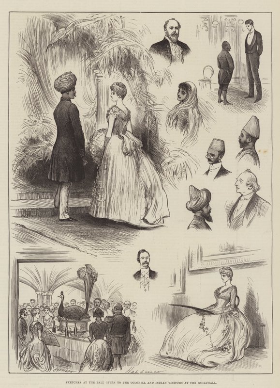 Sketches at the Ball given to the Colonial and Indian Visitors at the Guildhall by Henry Stephen Ludlow