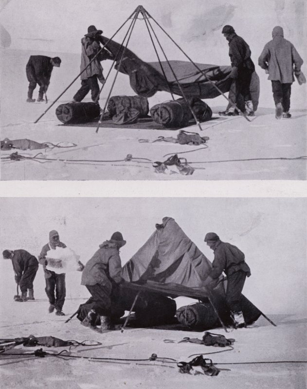 Pitching the tent by Herbert Ponting