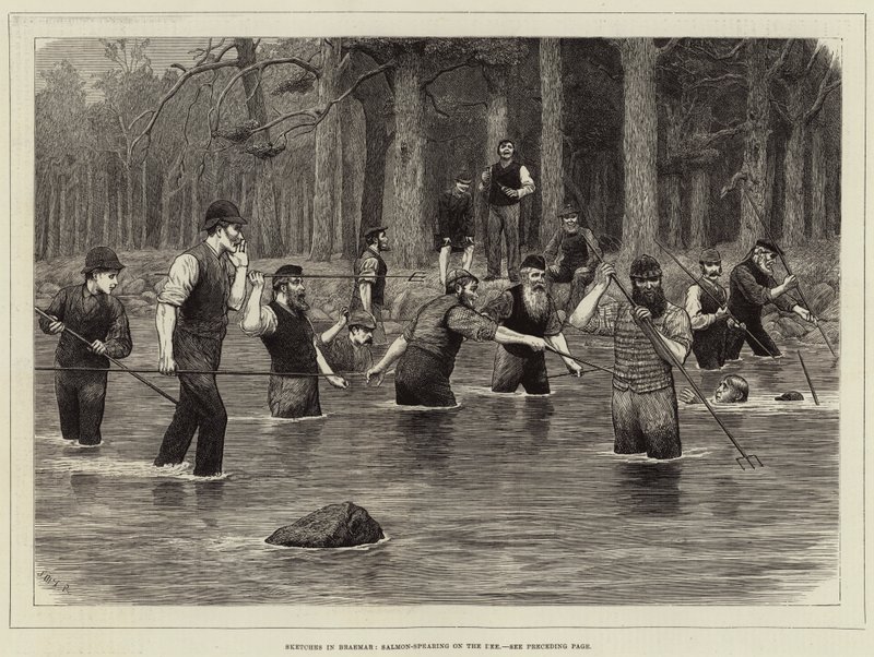 Sketches in Braemar, Salmon-Spearing on the Dee by J.M.L. Ralston