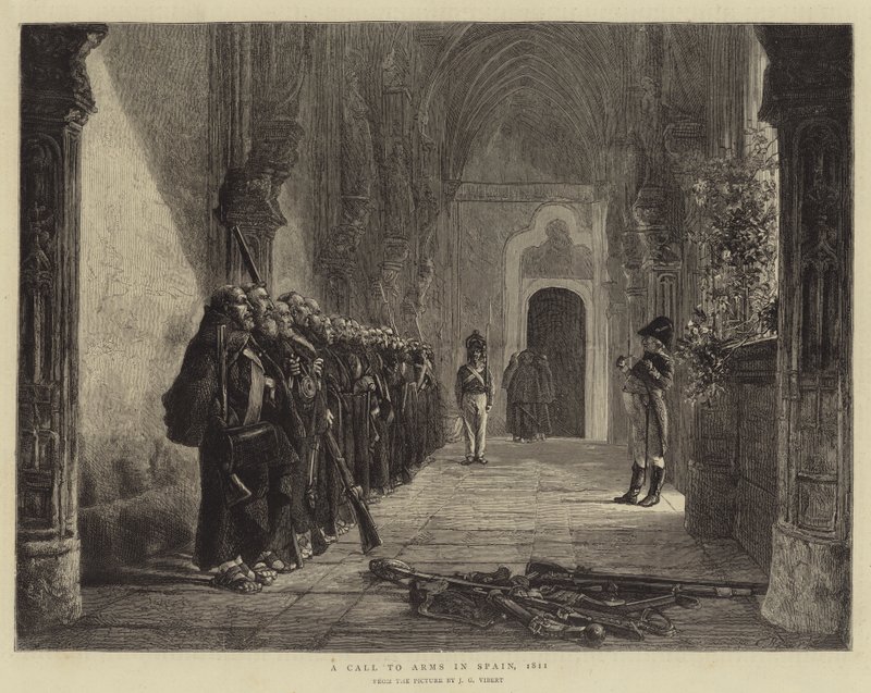 A Call to Arms in Spain, 1811 by Jehan Georges Vibert