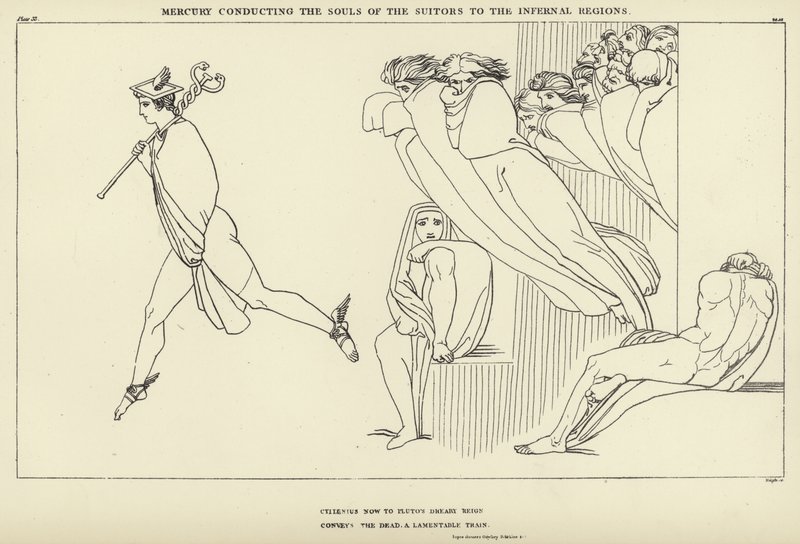 Mercury Conducting the Souls of the Suitors to the Infernal Regions by John Flaxman