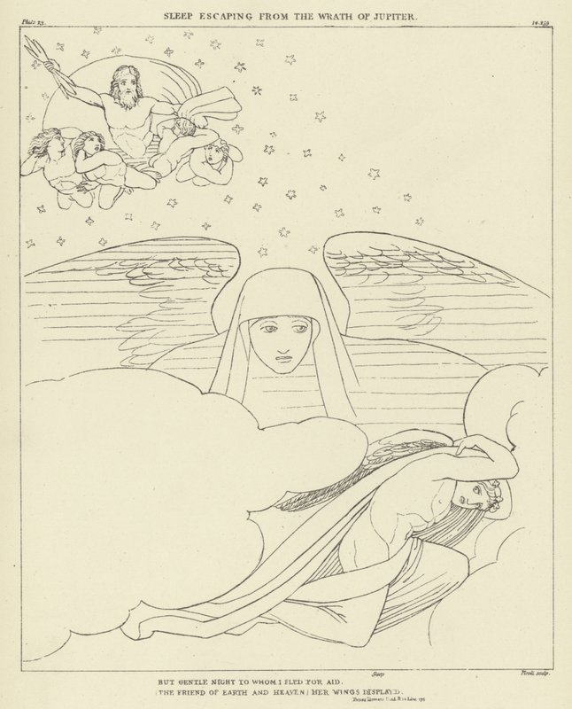 Sleep escaping from the wrath of Jupiter by John Flaxman
