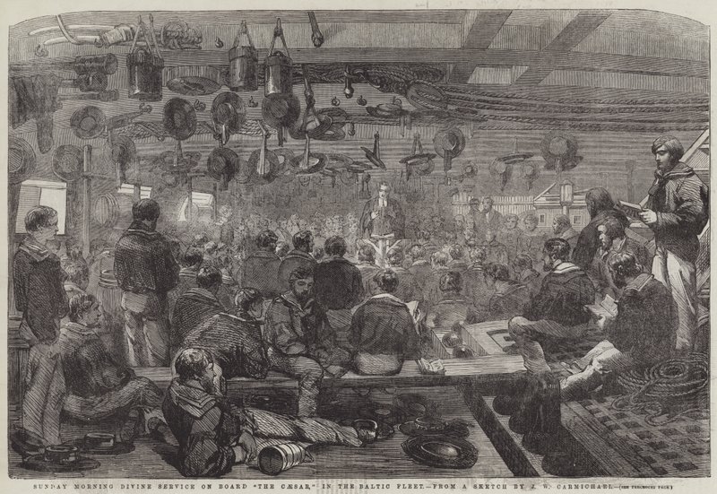 Sunday Morning Divine Service on Board The Caesar, in the Baltic Fleet by John Wilson Carmichael