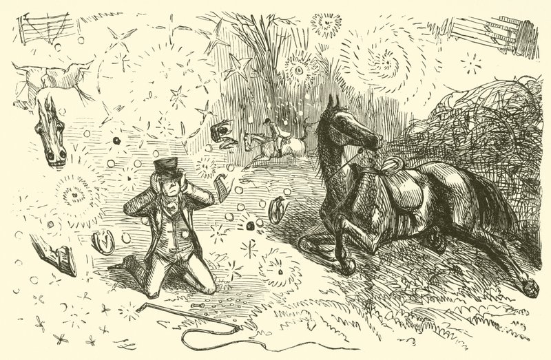 Fall While Hunting by John (after) Leech