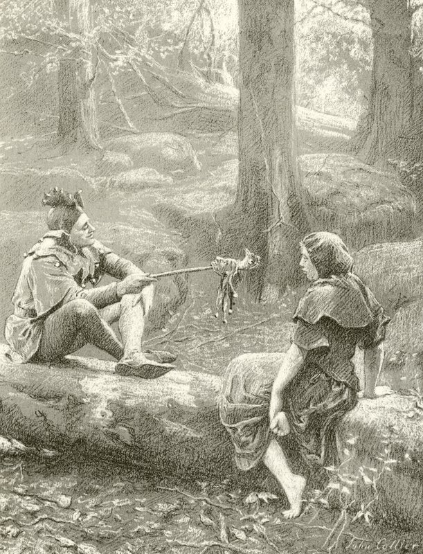 Touchstone and Audrey (engraving) by John Collier