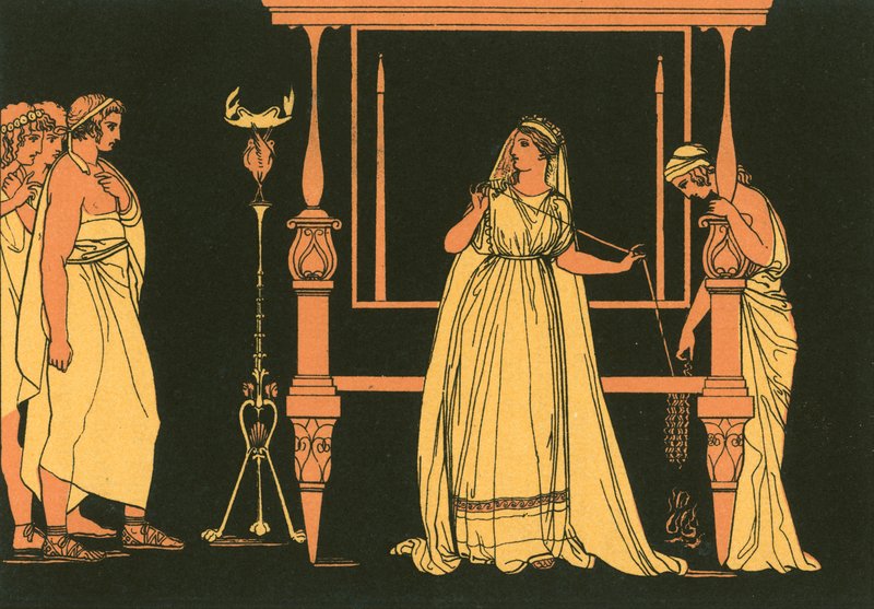 Penelope surprised by the suitors by John Flaxman