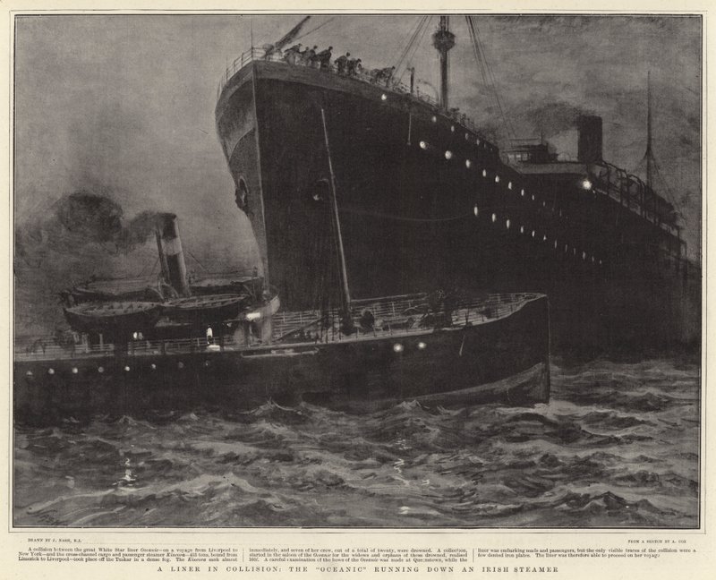 A Liner in Collision, the Oceanic Running Down an Irish Steamer by Joseph Nash