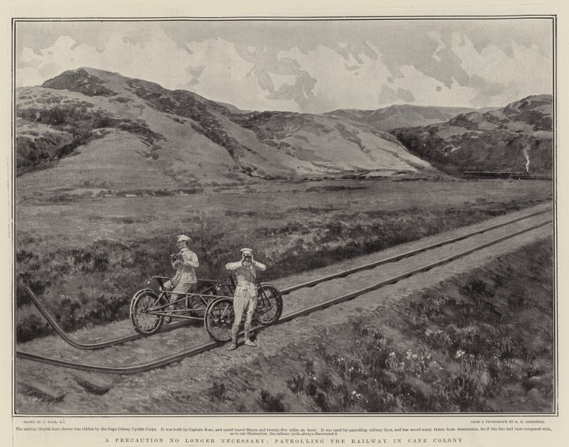 A Precaution no longer Necessary, patrolling the Railway in Cape Colony by Joseph Nash