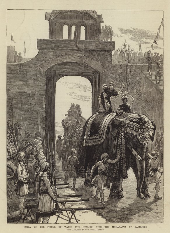 Entry of the Prince of Wales into Jummoo with the Maharajah of Cashmere by Joseph Nash