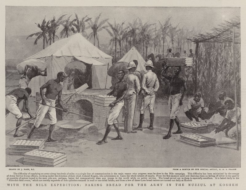 With the Nile Expedition, Baking Bread for the Army in the Nuzzul at Kosheh by Joseph Nash