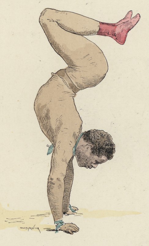 Circus Gymnast Doing Hand-Stand by Jules Arsene Garnier