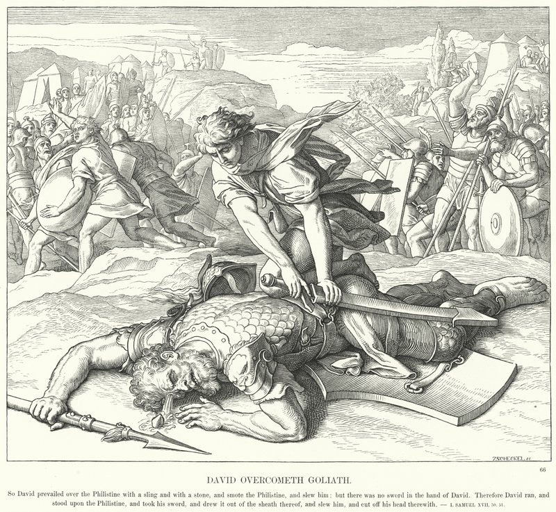 David Overcomes Goliath by Julius Schnorr von Carolsfeld