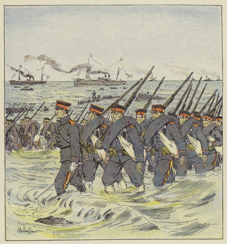 Landing of Japanese infantry at Pi-Tse-Ouo by L. Malespine