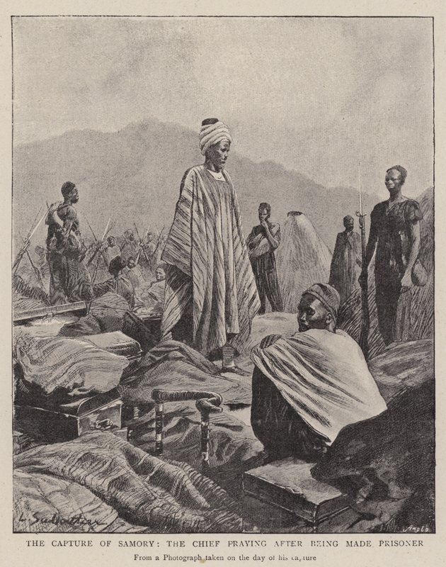 The Capture of Samory, the Chief praying after being made Prisoner by Louis Remy Sabattier