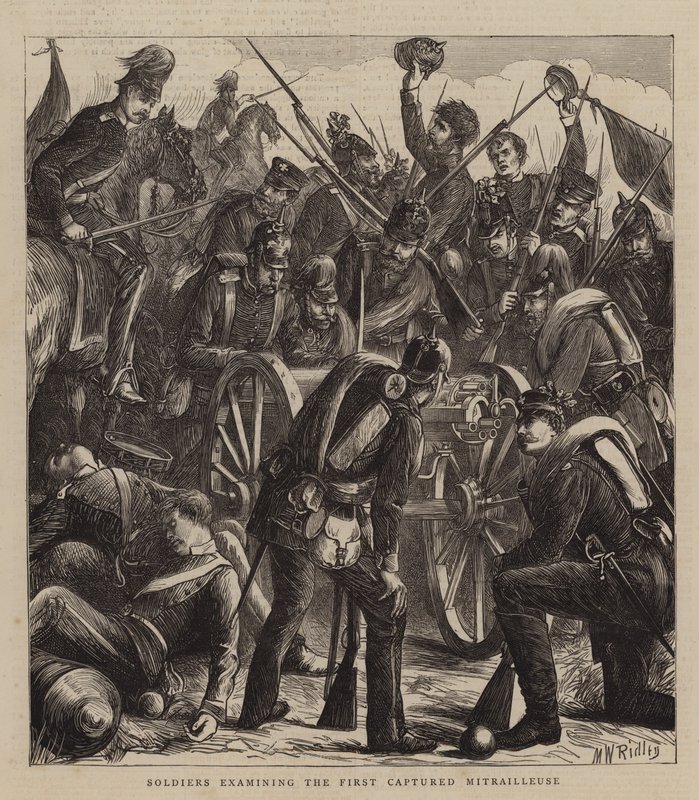 Soldiers Examining the First Captured Mitrailleuse by Matthew White Ridley