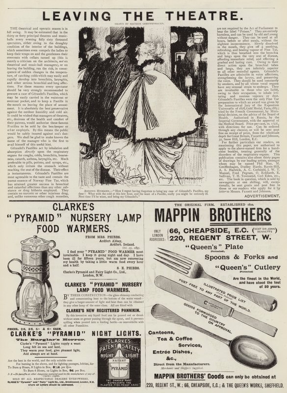 Page of Advertisements by Maurice Greiffenhagen