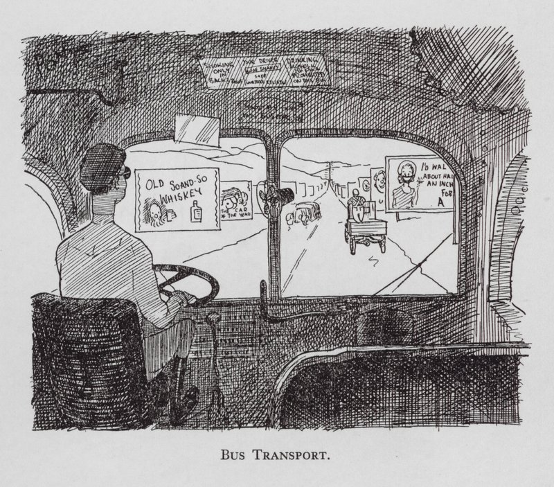 Bus Transport (litho) by Pont (1908 40)