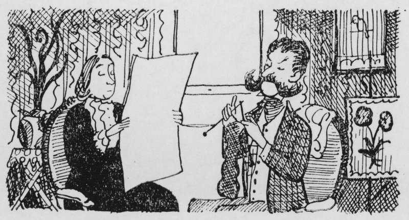 Man Knitting by Pont