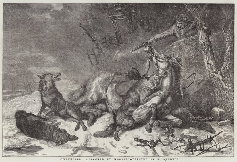 Traveller attacked by Wolves by Richard Ansdell