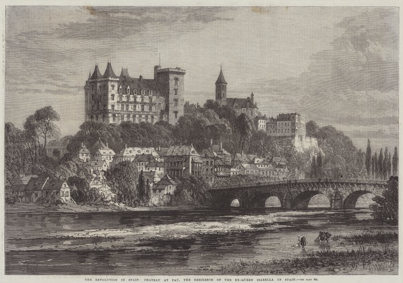 The Revolution in Spain, Chateau at Pau, the Residence of the Ex-Queen Isabella of Spain by Samuel Read