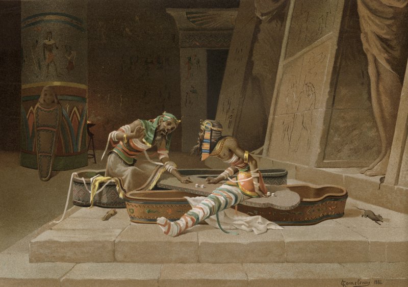 The Mummies of Setna and Ptahneferka Playing Dice for the Magic Book of Thoth by Spanish School