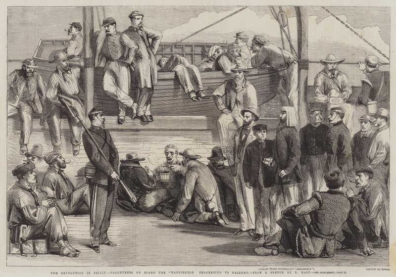 The Revolution in Sicily, Volunteers on Board the Washington Proceeding to Palermo by Thomas Nast