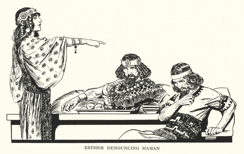 Esther Denouncing Haman by Thomas Heath Robinson