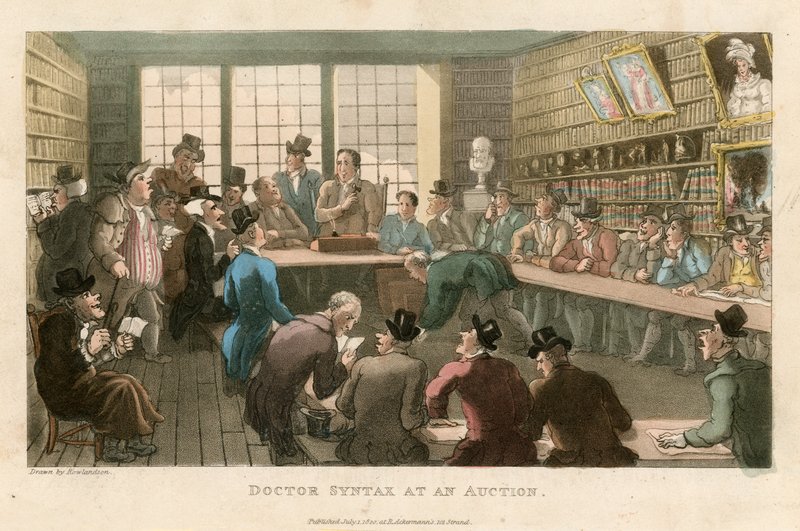 Doctor Syntax at an auction by Thomas Rowlandson