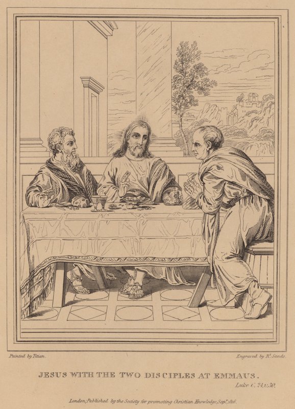Jesus with the Two Disciples at Emmaus, Luke by Tiziano Vecelli