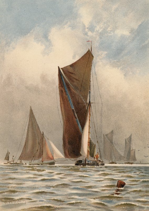 Barges on the Thames by Walter William May
