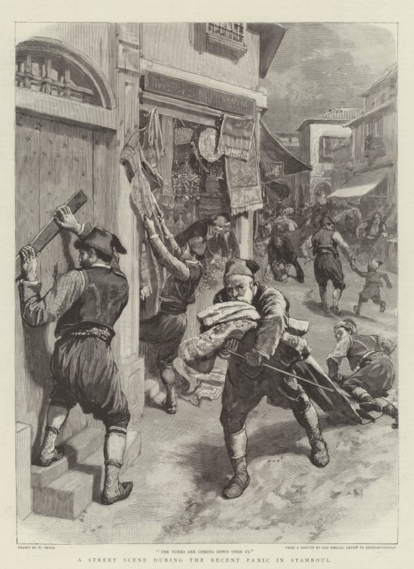 A Street Scene During the Recent Panic in Stamboul by William Small