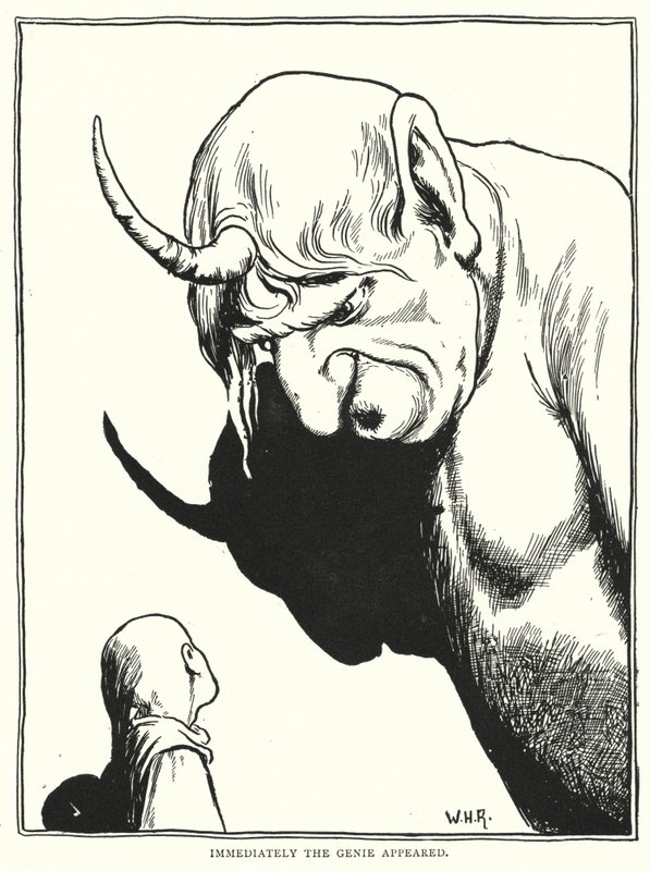 Immediately the genie appeared (engraving) by William Heath Robinson