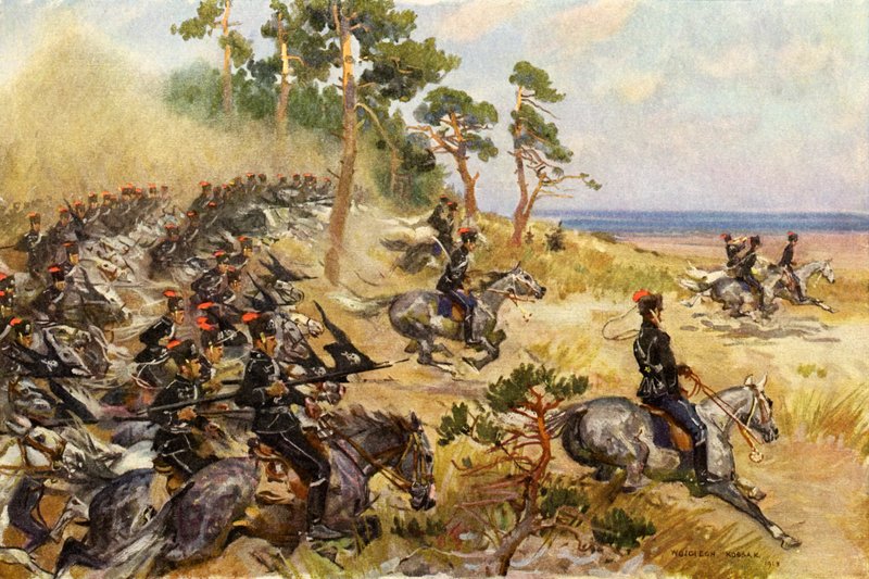 German 1st Hussars on Exercises by Wojciech Kossak