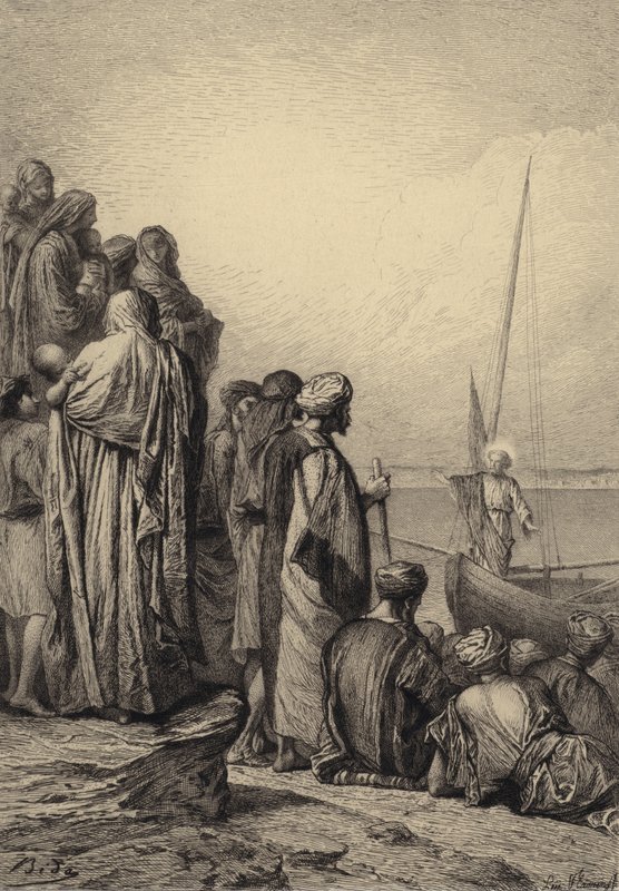 Jesus Teaches in a Ship by after Albert Robida