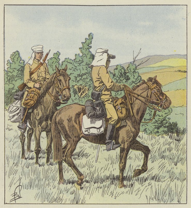 Japanese Scouts on Reconnaissance by after Louis Charles Bombled