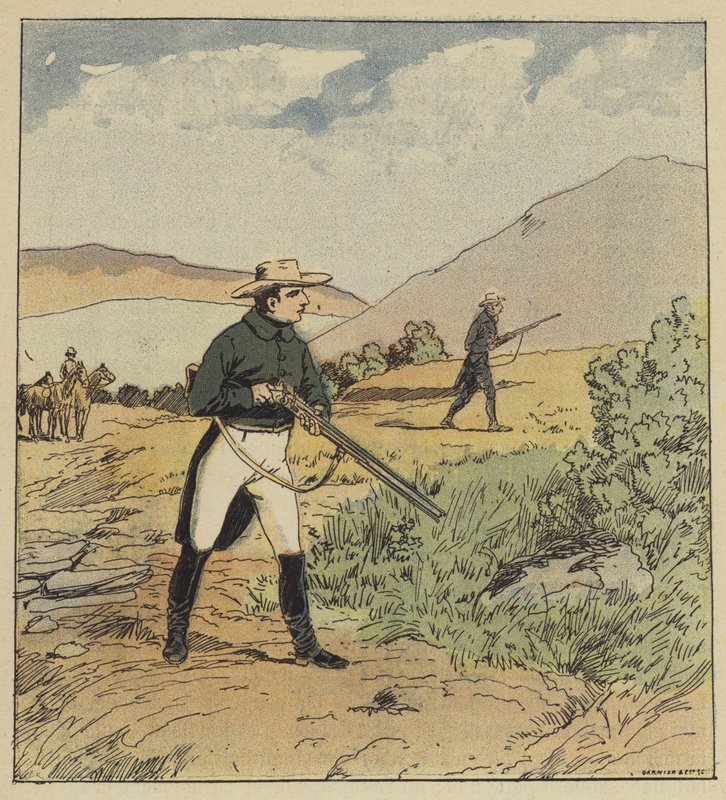 The Emperor hunts partridge by after Louis Charles Bombled